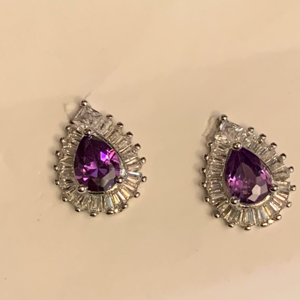 Pink Zirconia Cz Stones Earrings Sterling Silver 925 new jewelry